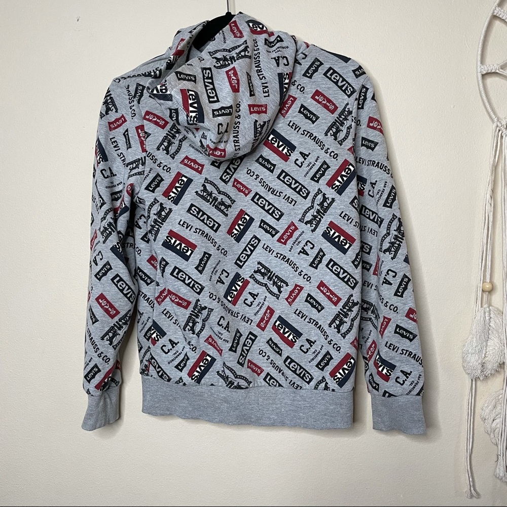 LEVI’S Kid’s Logo Allover Hoodie Grey Unisex L - Picture 5 of 10